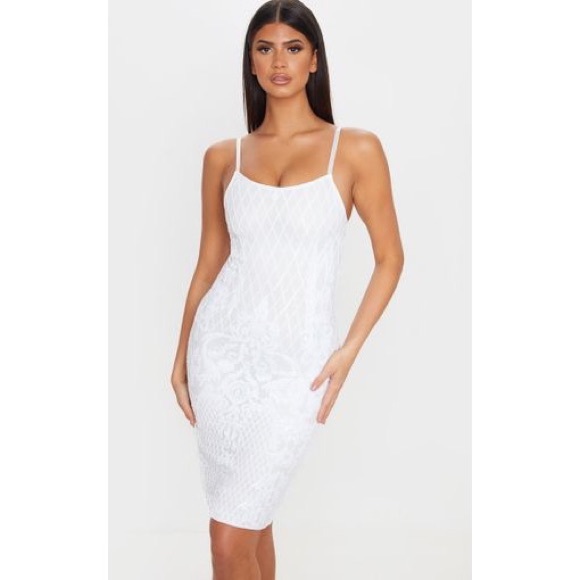 White Strappy Sequin Dress